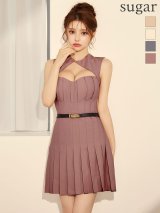 【予約商品/9月上旬発送予定】XSサイズあり【DEA./ディア】バストカット/ ベルト/ フィンプリーツ/ セミフレア/ ミニドレス/ キャバドレス【HC02】