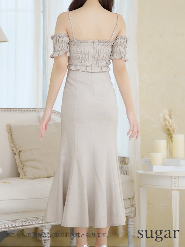 画像28: Lサイズあり【DEA./ディア】トップギャザー/ オフショル/ ラメ/ ワンカラー/ フレア/ ワンピース/ ロングドレス/ キャバドレス long[OF08]