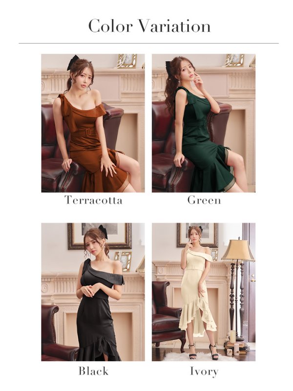 画像29: Lサイズあり【DEA./ディア】リボンワンショルダー/ サテン/ マーメイド/ ミディアムドレス/ キャバドレス[OF08]