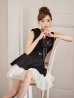 ブラック×アイボリー　モデル：みあ　身長：147cm　着用サイズ：Sサイズ