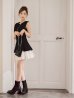 ブラック×アイボリー　モデル：みあ　身長：147cm　着用サイズ：Sサイズ