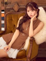 XS-Lサイズあり【DEA./ディア】ノースリーブ/ ベルトデザイン/ チュール/ フレア/ ミニドレス/ キャバドレス[OF08]