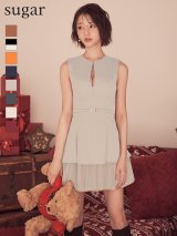 XS-Lサイズあり【DEA./ディア】ノースリーブ/ ベルトデザイン/ チュール/ フレア/ ミニドレス/ キャバドレス[OF08]