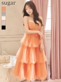 Lサイズあり【DEA./ディア】レース/ ティアード/ チュール/ フレア/ ワンピース/ ロングドレス/ キャバドレス long[OF08]