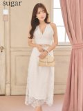 Lサイズあり【DEA.by ROBE de FLEURS/ディアバイローブドフルール】レース/ ホルター/ セットアップ/ フレア/ ミモレ丈/ ミディアムドレス/ キャバドレス long[OF2]