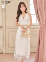 【予約商品/5月中旬発送予定】Lサイズあり【DEA.by ROBE de FLEURS/ディアバイローブドフルール】レース/ ホルター/ セットアップ/ フレア/ ミモレ丈/ ミディアムドレス/ キャバドレス long[OF2]