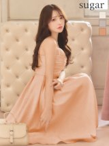 【予約商品/5月中旬発送予定】Lサイズあり【DEA.by ROBE de FLEURS/ディアバイローブドフルール】ストーン/ ジャガード/ ギャザー/ フレア/ ロング/ ワンピース/ ミモレ丈/ ミディアムドレス/ キャバドレス long[OF2]