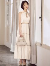 【天海りこ/関西コレクション着用】【予約商品/8月下旬発送予定】Lサイズあり【DEA./ディア】リボンタイ/ スカラップレース/ フレア/ ロングドレス/ キャバドレス long【HC02】
