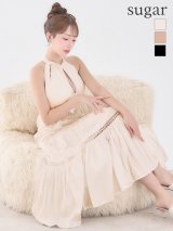 【予約商品/8月下旬発送予定】Lサイズあり【DEA./ディア】リボンタイ/ スカラップレース/ フレア/ ロングドレス/ キャバドレス long[OF08]