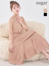 【予約商品/8月下旬発送予定】Lサイズあり【DEA./ディア】リボンタイ/ スカラップレース/ フレア/ ロングドレス/ キャバドレス long[OF08]
