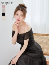 【予約商品/10月下旬発送予定】Lサイズあり【DEA./ディア】ラメチュール/ オフショルダー/ ロング/ ワンピース/ ミモレ丈/ ミディアムドレス/ キャバドレス long[OF08]
