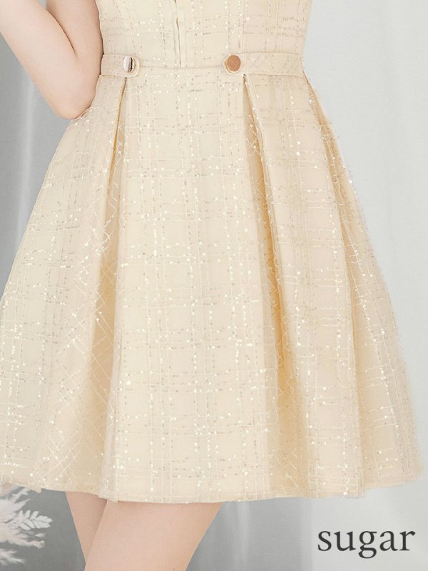 画像15: XSサイズあり【DEA./ディア】チェック柄/ 刺繍レース/ フロントジッパー/ ノースリーブ/ ワンカラー/ フレア/ ミニドレス/ キャバドレス[OF08]