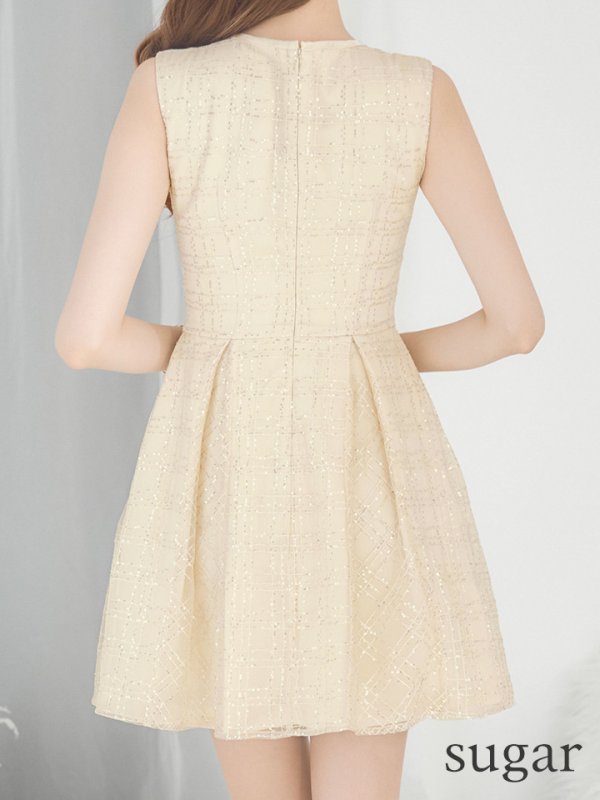 画像13: XSサイズあり【DEA./ディア】チェック柄/ 刺繍レース/ フロントジッパー/ ノースリーブ/ ワンカラー/ フレア/ ミニドレス/ キャバドレス[OF08]