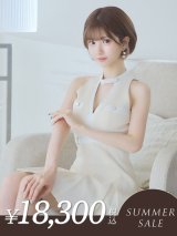 【サマーセール開催中！! 】Lサイズあり【DEA./ディア】スプリングツイード/ ホルターネック/ ノースリーブ/ プリーツ/ フレア/ ミニドレス/ キャバドレス[OF08]