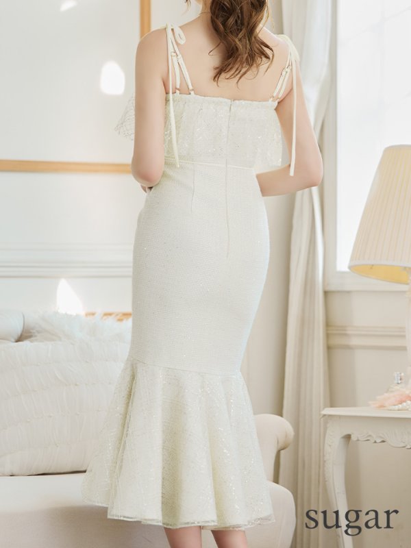 画像9: Lサイズあり【DEA./ディア】スプリングツイード/ マーメイド/ チェック/ キャミソール/ ミモレ丈/ ミディアムドレス/ キャバドレス[OF08]