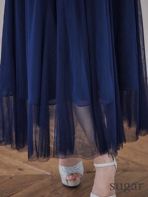 画像11: Lサイズあり【DEA./ディア】ペプラム/ ロングチュール/ キャミ/ フレア/ ミモレ丈/ ミディアムドレス/ キャバドレス[OF08]