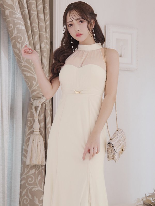 画像2: XS-Lサイズあり【DEA.by ROBE de FLEURS/ディアバイローブドフルール】シースルー/ ホルターネック/ チュール/ ワンピース/ ロングドレス/ キャバドレス long[OF2]