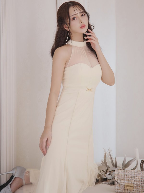 画像9: XS-Lサイズあり【DEA./ディア】シースルー/ ホルターネック/ チュール/ ワンピース/ ロングドレス/ キャバドレス long[OF08]