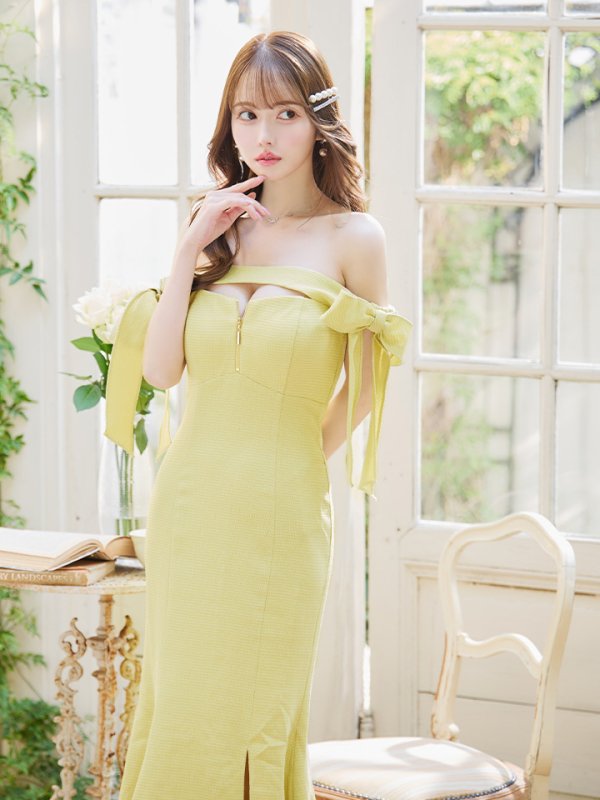 ライムイエロー モデル:ゆめ 身長:160cm 着用サイズ:Sサイズ