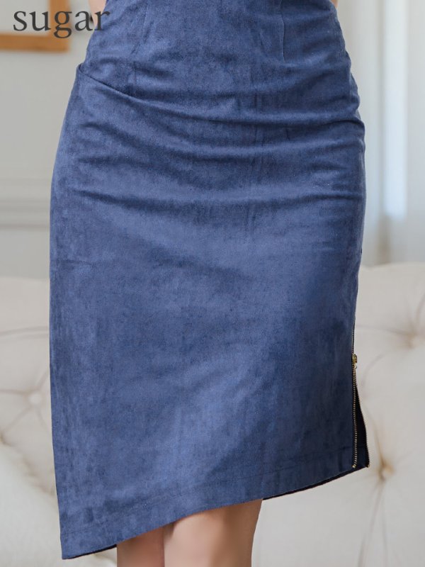 画像23: XSサイズあり【DEA./ディア】ウエストスリット/ スエード/ タイト/ ミディアム丈/ ワンピース/ キャバドレス[OF08]