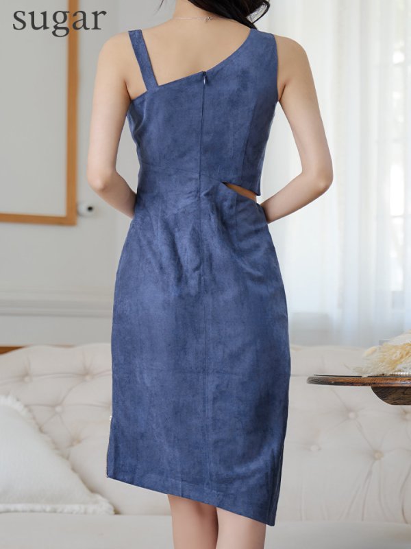 画像21: XSサイズあり【DEA./ディア】ウエストスリット/ スエード/ タイト/ ミディアム丈/ ワンピース/ キャバドレス[OF08]