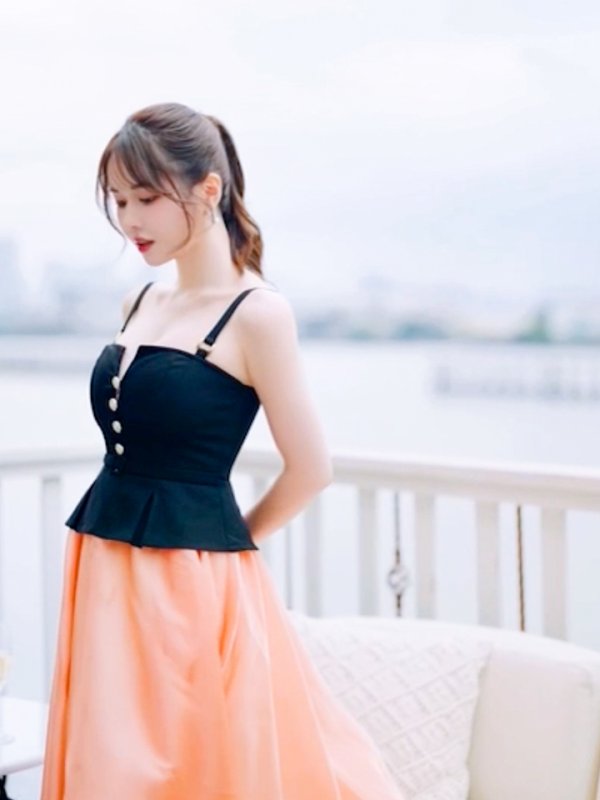 画像12: Lサイズあり【DEA./ディア】バストビジュー/ ペプラム/ ロングオーガンジー/ フレア/ ミディアムドレス/ キャバドレス[OF08]