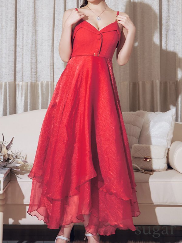 画像8: Lサイズあり【DEA./ディア】サマーツイード/ ティアード/ フレア/ オーガンジー/ キャミソール/ ワンピース/ ロングドレス/ キャバドレス long[OF08]