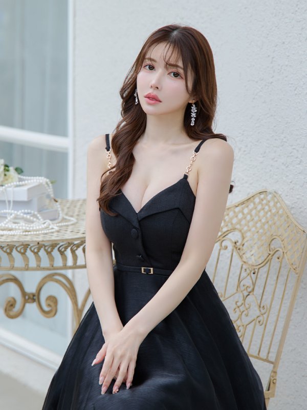 画像25: Lサイズあり【DEA./ディア】サマーツイード/ ティアード/ フレア/ オーガンジー/ キャミソール/ ワンピース/ ロングドレス/ キャバドレス long[OF08]