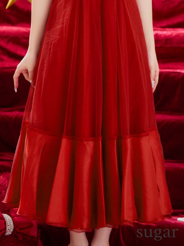 画像20: Lサイズあり【DEA./ディア】シフォン/ キャミ/ ベルトデザイン/ フレア/ ミモレ丈/ ミディアムドレス/ キャバドレス[OF08]