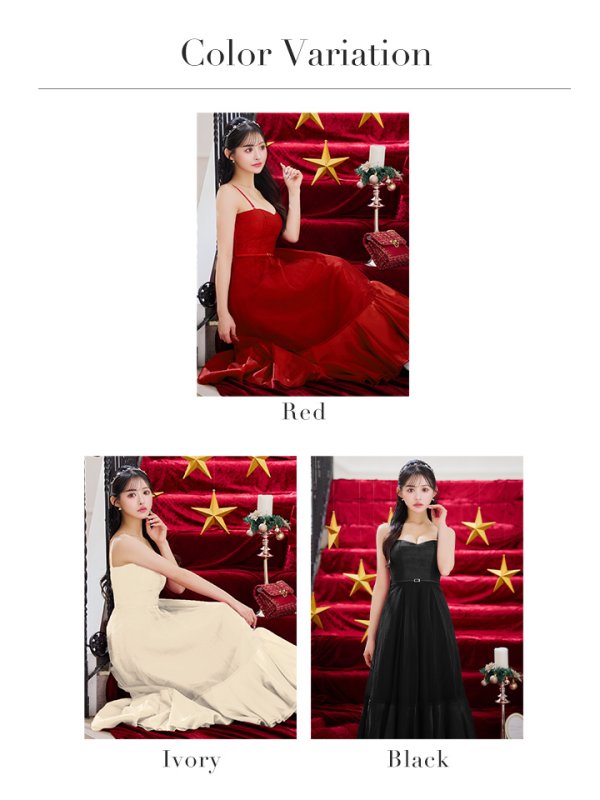 画像34: Lサイズあり【DEA./ディア】シフォン/ キャミ/ ベルトデザイン/ フレア/ ミモレ丈/ ミディアムドレス/ キャバドレス[OF08]