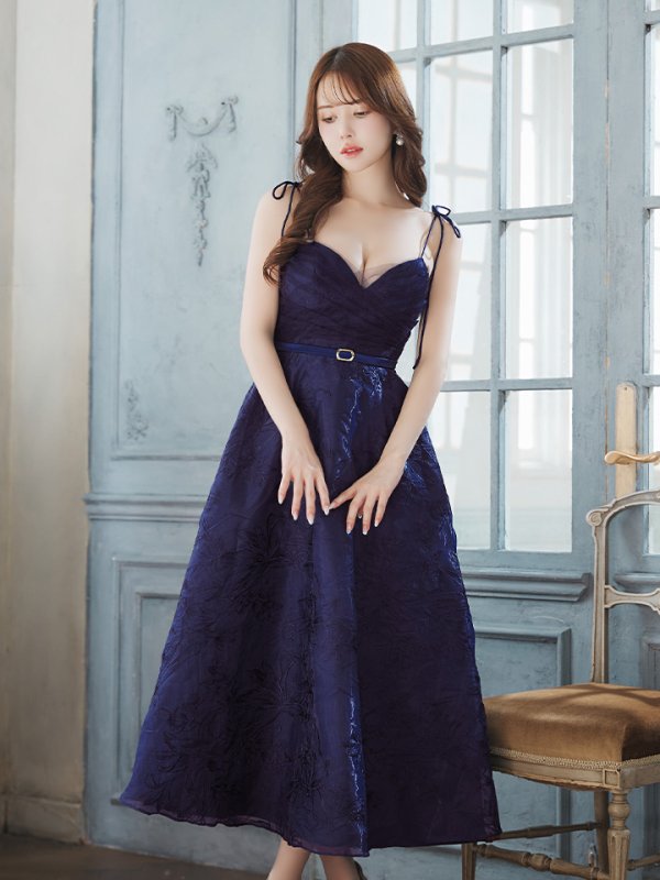 画像9: XS-Lサイズあり【DEA./ディア】花柄刺繍/ オーガンジー/ フレア/ ワンピース/ ミモレ丈/ ミディアムドレス/ キャバドレス long[OF08]