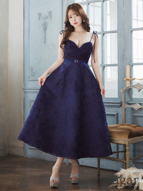 画像11: XS-Lサイズあり【DEA./ディア】花柄刺繍/ オーガンジー/ フレア/ ワンピース/ ミモレ丈/ ミディアムドレス/ キャバドレス long[OF08]