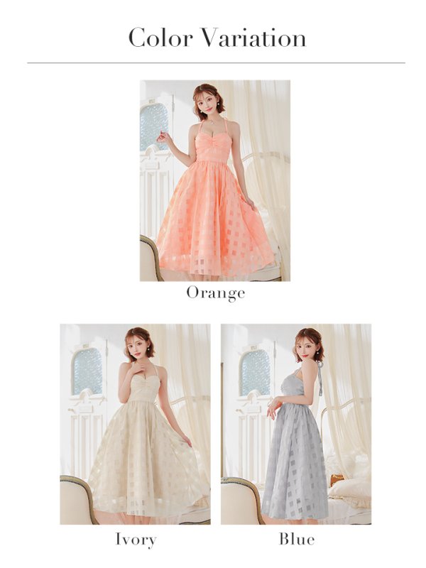 画像32: Lサイズあり【DEA./ディア】ギンガムチェック/ オーガンジー/ フレア/ ロング/ ワンピース/ ミモレ丈/ マキシ丈/ ミディアムドレス/ キャバドレス long[OF08]