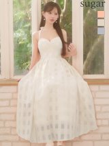 Lサイズあり【DEA./ディア】ギンガムチェック/ オーガンジー/ フレア/ ロング/ ワンピース/ ミモレ丈/ マキシ丈/ ミディアムドレス/ キャバドレス long[OF08]