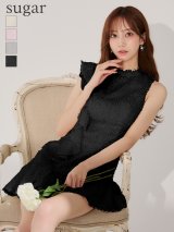 【予約商品/7月中旬発送予定】XSサイズあり【DEA./ディア】フリンジ/ フリル/ ハイネック/ フレア/ ミニドレス/ キャバドレス[OF2]