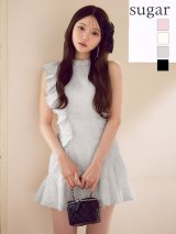 【いおり/関西コレクション着用】XSサイズあり【DEA./ディア】フリンジ/ フリル/ ハイネック/ フレア/ ミニドレス/ キャバドレス【HC02】