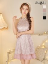 【予約商品/11月上旬発送予定】XSサイズあり【DEA./ディア】スパンコール/ フリンジ/ ハイネック/ フレア/ ミニドレス/ キャバドレス[OF08]