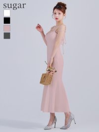 Lサイズあり【DEA./ディア】デコルテライン/ ストレッチ/ キルティング/ マーメイド/ ワンピース/ ミモレ丈/ マキシ丈/ ミディアムドレス/ キャバドレス long[OF08]