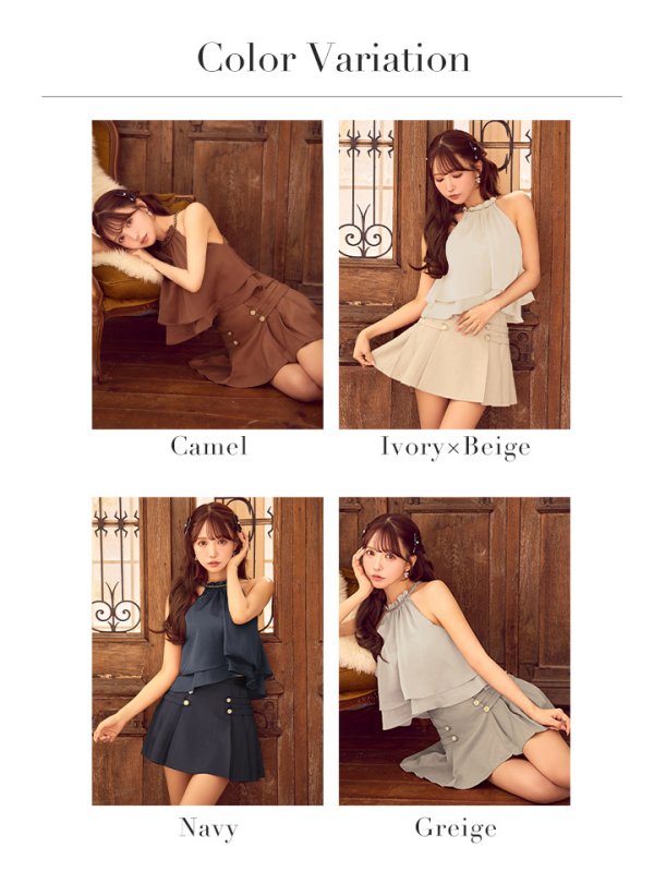 画像34: XSサイズあり【DEA./ディア】シフォン/ レイヤード/ フリル/ セットアップ/ フレア/ ミニドレス/ キャバドレス[OF08]