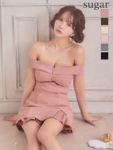 XSサイズあり【DEA./ディア】バストジップ/ オフショル/ セットアップ/ フレア/ ミニドレス/ キャバドレス[OF08]