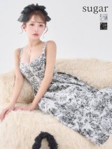 【予約商品/9月上旬発送予定】Lサイズあり【DEA./ディア】ジャガード/ バストジップ/ フレア/ ミディアムドレス/ キャバドレス long[OF08]