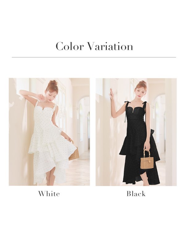 画像32: XS-Lサイズあり【DEA./ディア】ドット/ フリル/ ティアード/ フレアロング/ ミモレ丈/ ミディアムドレス/ キャバドレス long[OF08]【一部予約商品/1月下旬発送予定】