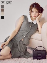 【予約商品/9月下旬発送予定】XSサイズあり【DEA./ディア】2way/ 襟付き/ クラシカル/ ベスト/ セットアップ/ フレア/ミニドレス/ キャバドレス[OF08]