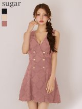 【予約商品/9月中旬発送予定】XSサイズあり【DEA./ディア】フリンジジャガード/ ダブルボタン/ フレア/ ミニドレス/ キャバドレス[OF08]