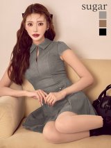 XSサイズあり【DEA./ディア】襟/ 袖/ ラメ/ ツイル/ フレア/ ミニドレス/ キャバドレス[OF08]