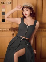 【予約商品/9月下旬発送予定】Lサイズあり【DEA./ディア】フロントボタン/ ベルト/ スリット/ セットアップ/ ロング/ ミモレ丈/ ミディアムドレス/ キャバドレス long[OF08]