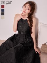 【予約商品/12月中旬発送予定】XS-Lサイズあり【DEA./ディア】ラメ/ ジャガード/ アメスリ/ フレア/ ミディアムドレス/ キャバドレス long[OF08]