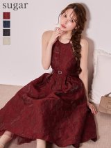 【予約商品/12月中旬発送予定】XS-Lサイズあり【DEA./ディア】ラメ/ ジャガード/ アメスリ/ フレア/ ミディアムドレス/ キャバドレス long[OF08]