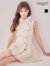 【予約商品/10月中旬発送予定】XSサイズあり【DEA./ディア】シャギー/ ウール/ ダブルボタン/ フレア/ ミニドレス/ キャバドレス[OF08]