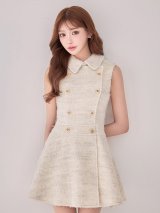 XSサイズあり【DEA./ディア】シャギー/ ウール/ ダブルボタン/ フレア/ ミニドレス/ キャバドレス[OF08]